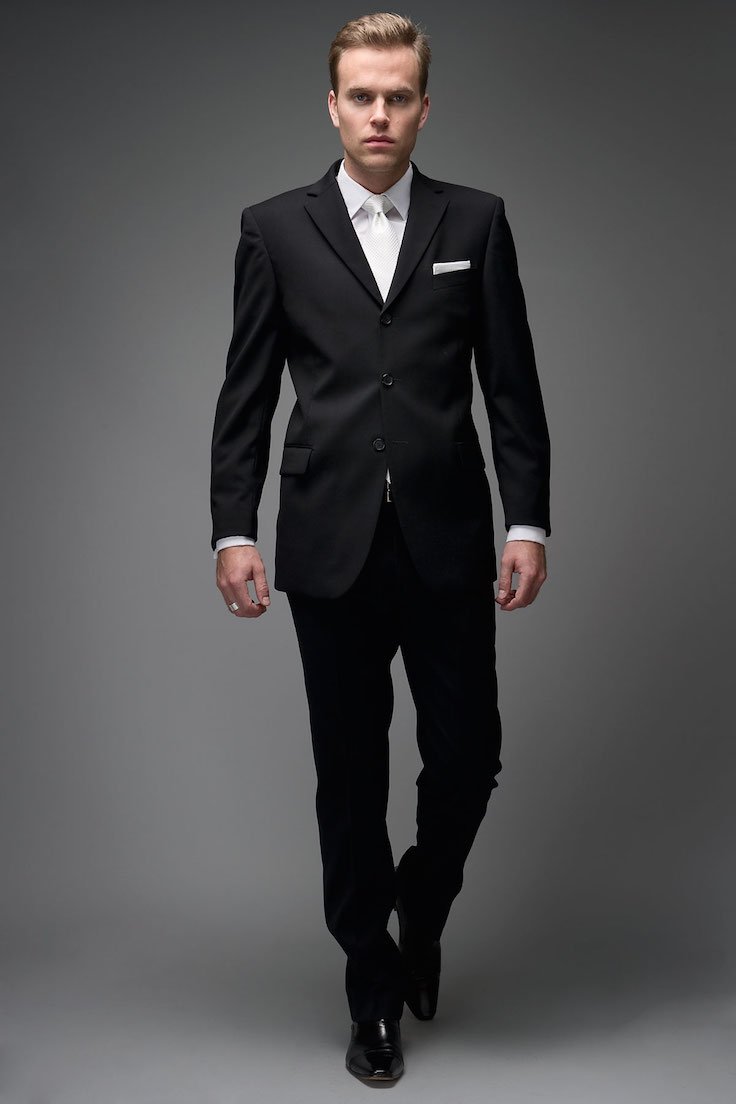 black suit with black tshirt